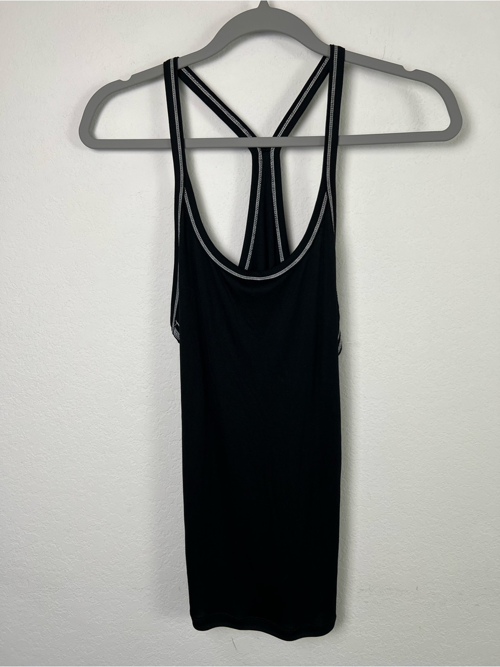 Zyia Active Black White Stitching Modal Blend Racerback Athletic Vacation Tank - Picture 2 of 9